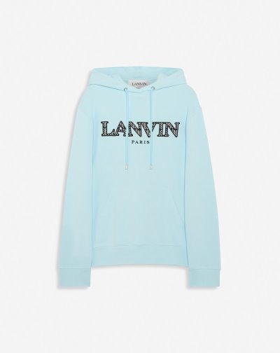 φουτερ με κουκουλα Lanvin Curb Embroidered Hoodie γυναικεια μπλε | GR48984