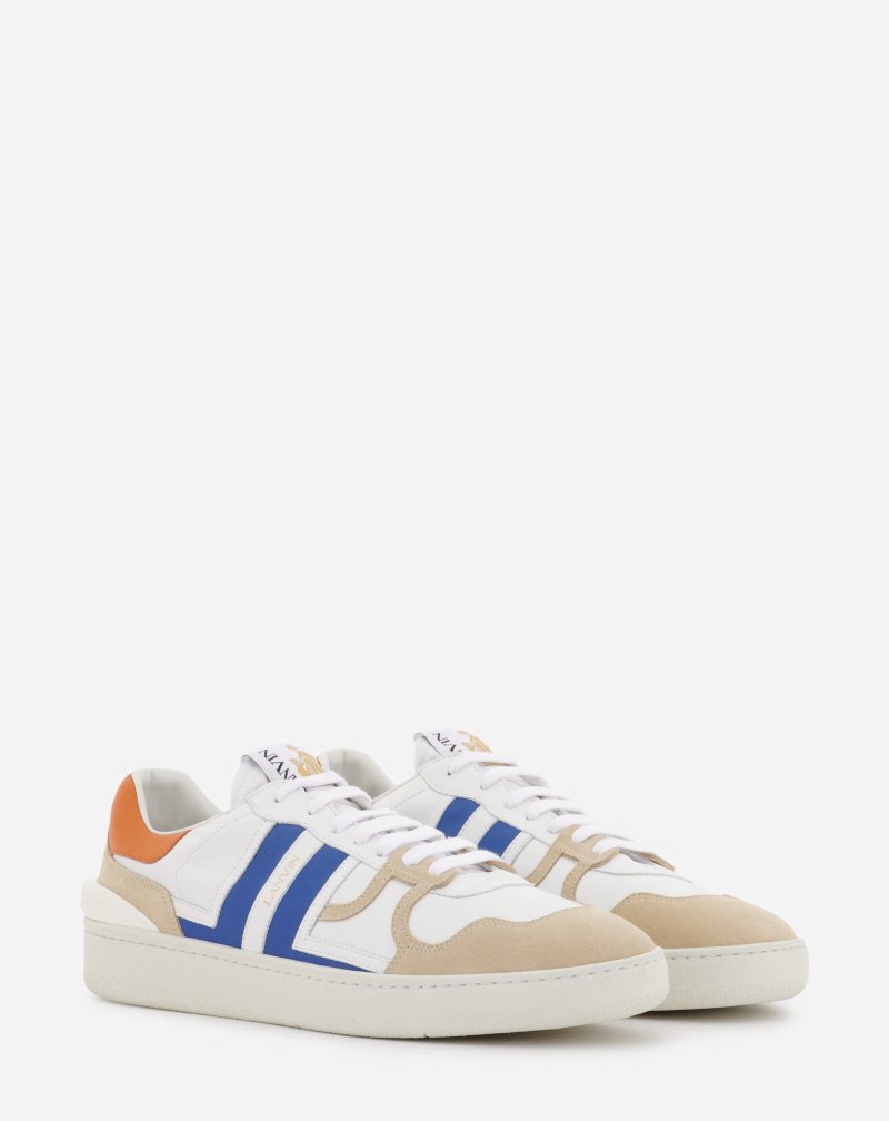 Αθλητικά Παπούτσια Lanvin Low Clay Sneakers In δερματινα ανδρικα ασπρα μπλε | GR49144