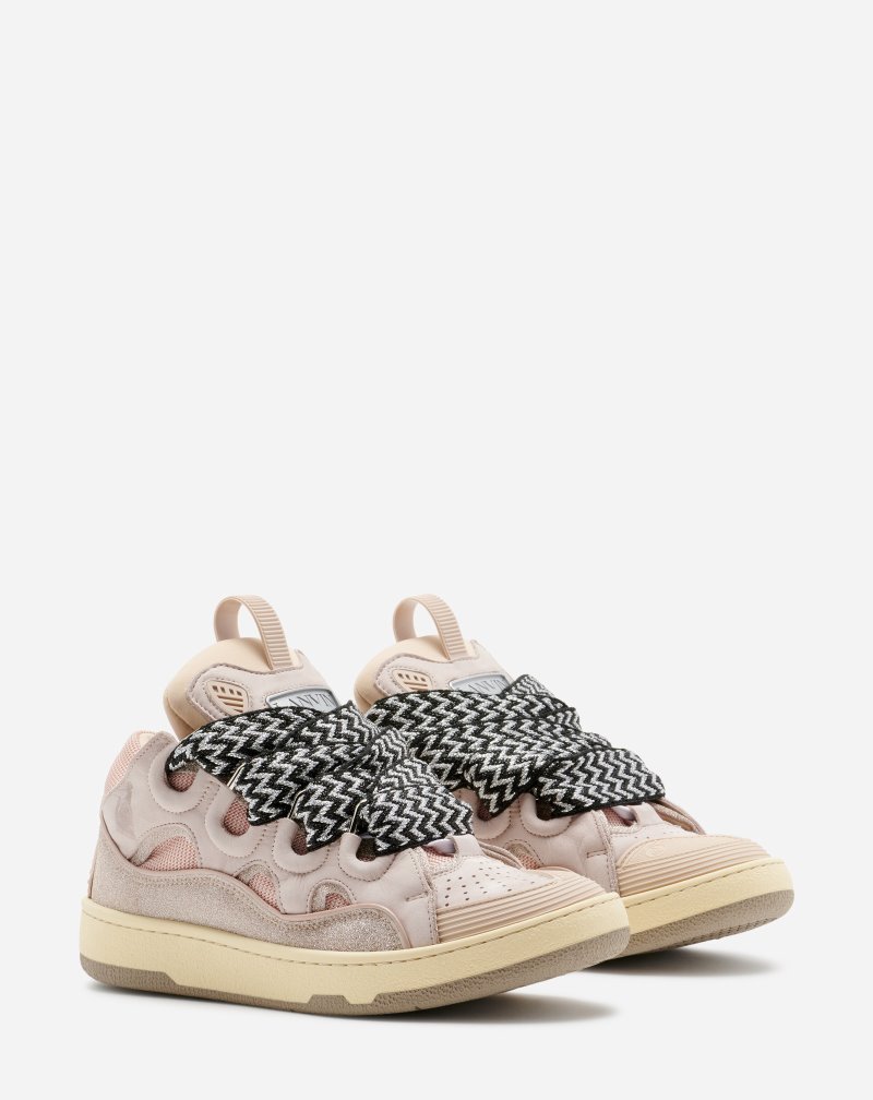 Αθλητικά Παπούτσια Lanvin δερματινα And Glitter Technical υλικα Curb Sneakers γυναικεια ροζ | GR98275