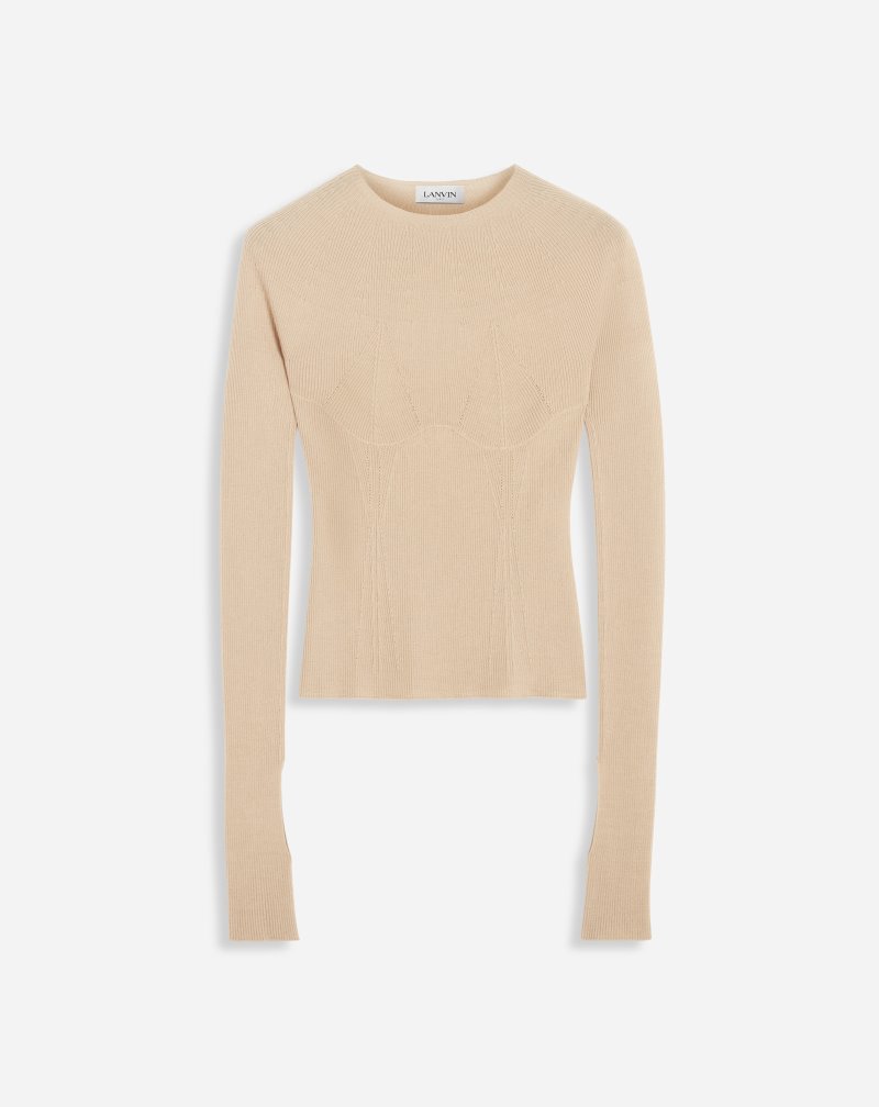 Αριστος Lanvin Cashmere And Silk Long-sleeve Top γυναικεια Μπεζ | GR58360