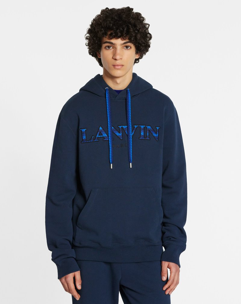 Πουλόβερ Lanvin Curb Embroidered Κουκουλοφόρος πουλοβερ ανδρικα σκούρο μπλε | GR14812