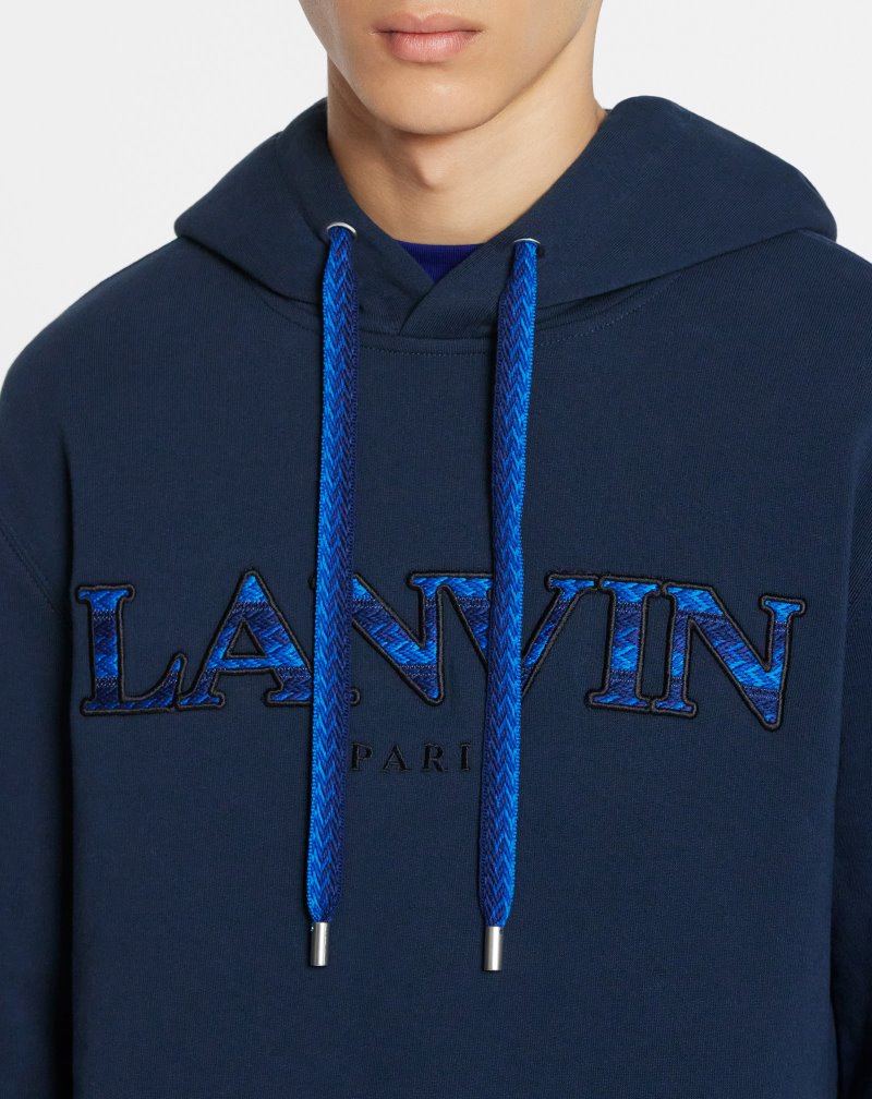 Πουλόβερ Lanvin Curb Embroidered Κουκουλοφόρος πουλοβερ ανδρικα σκούρο μπλε | GR14812