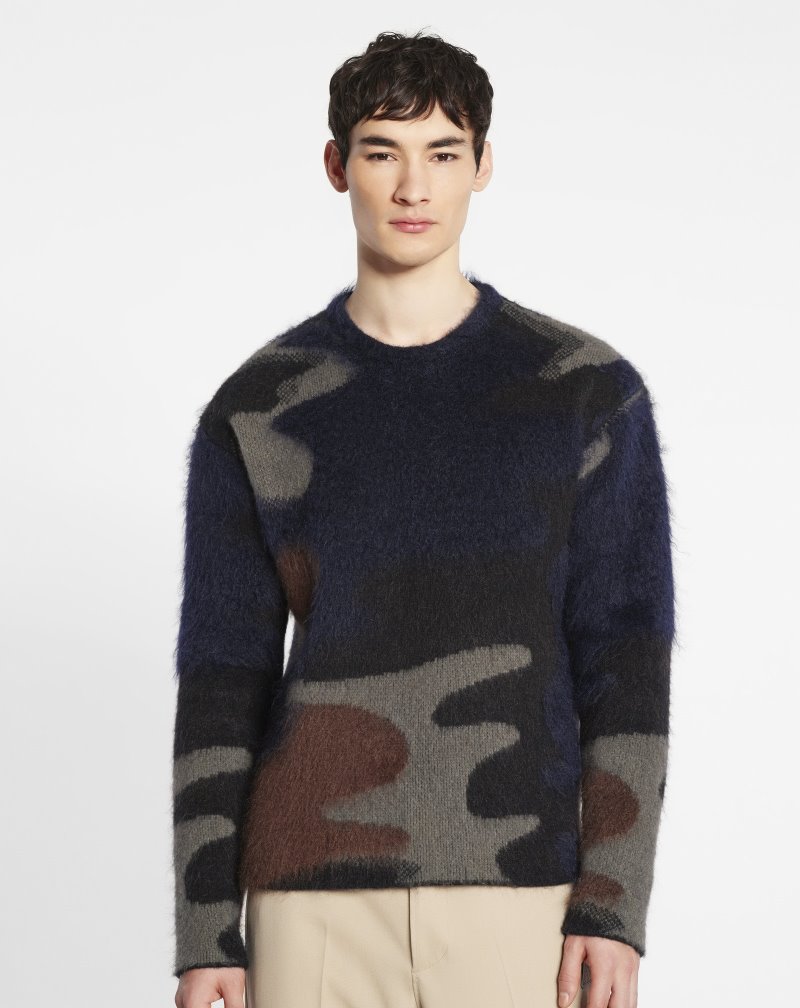 Πουλόβερ Lanvin Round Neck Camouflage Knit πουλοβερ ανδρικα μαυρα Πολύχρωμο | GR49483