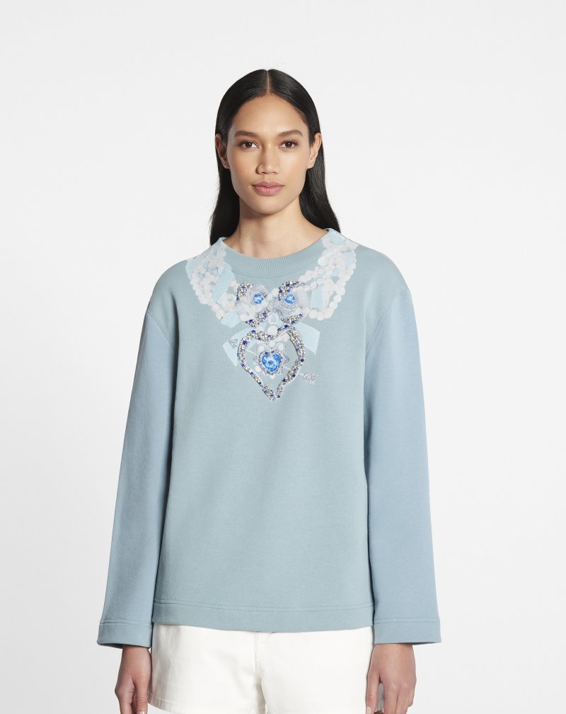 Φούτερ Lanvin Sweatshirt With Embroidery Necklace γυναικεια γκρι | GR29377