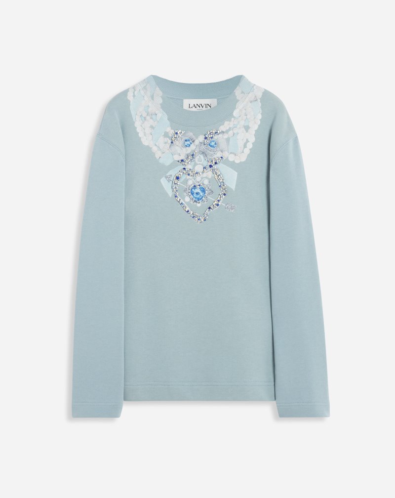 Φούτερ Lanvin Sweatshirt With Embroidery Necklace γυναικεια γκρι | GR29377