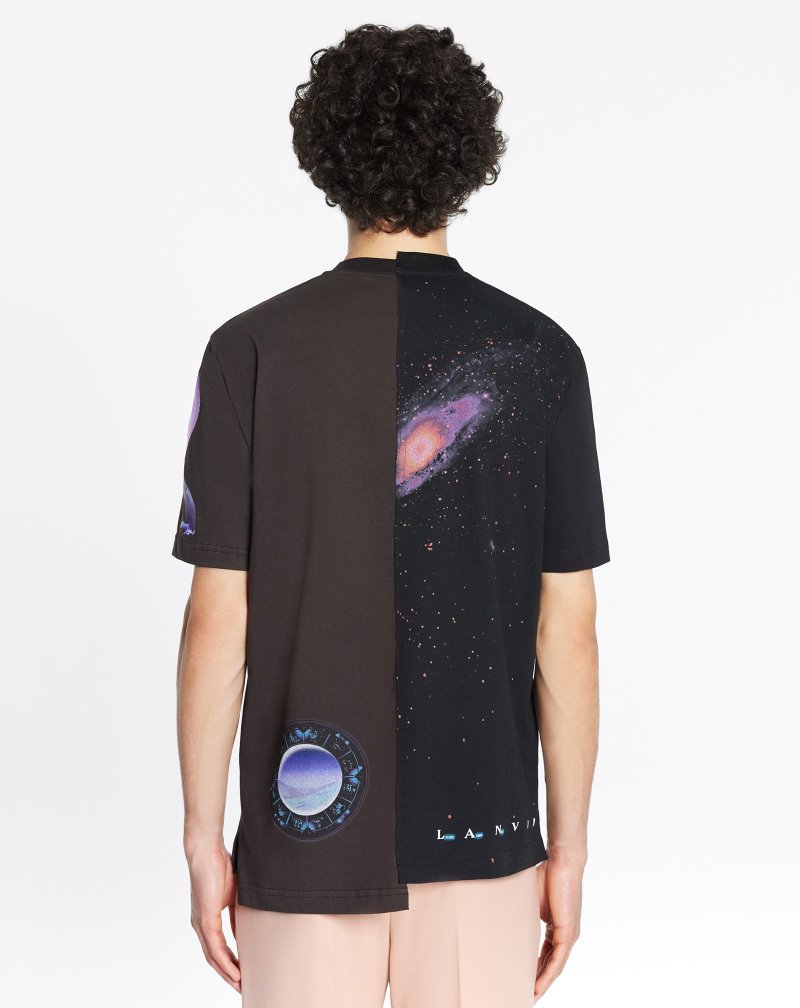 μπλουζακια Lanvin Asymmetrical T Shirts With Sci-fi Print ανδρικα καφε | GR66786