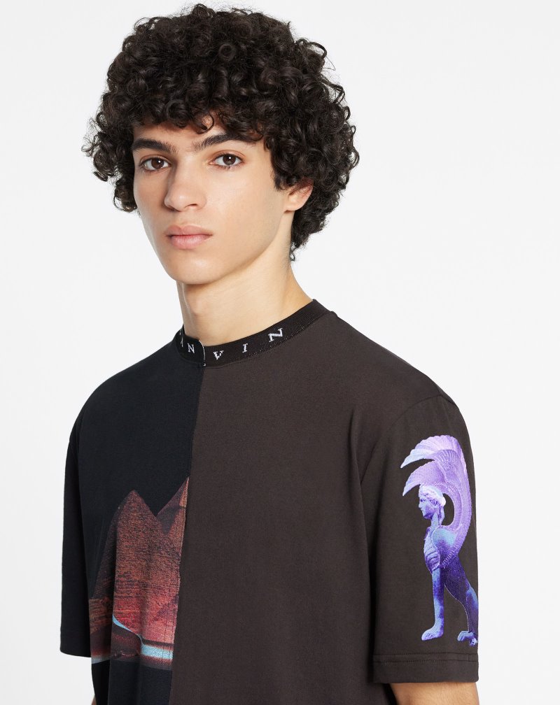 μπλουζακια Lanvin Asymmetrical T Shirts With Sci-fi Print ανδρικα καφε | GR66786