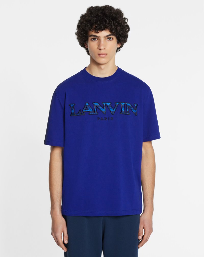 μπλουζακια Lanvin Curb Embroidered T Shirts ανδρικα μπλε | GR23054