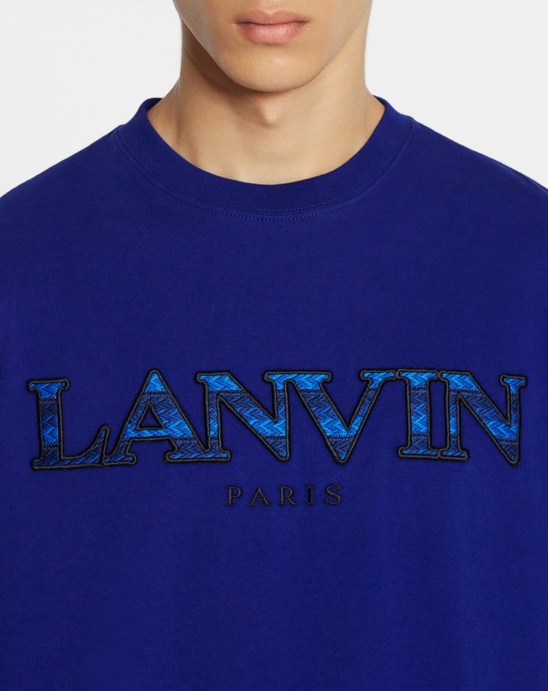 μπλουζακια Lanvin Curb Embroidered T Shirts ανδρικα μπλε | GR23054