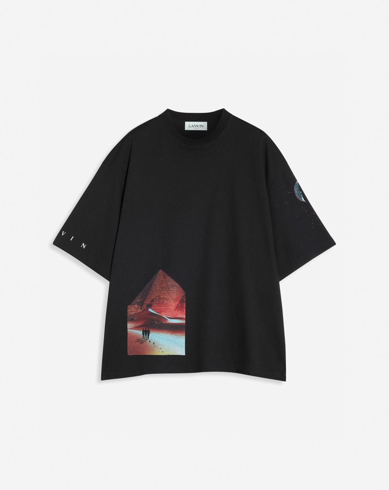 μπλουζακια Lanvin Oversized T Shirts With Sci-fi Print ανδρικα μαυρα | GR84404