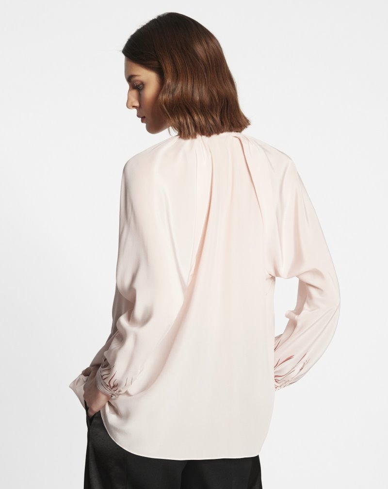 μπλούζα Lanvin Long-sleeve Blouse With Trompe L'Oeil Print γυναικεια ανοιχτο ροζ | GR00592