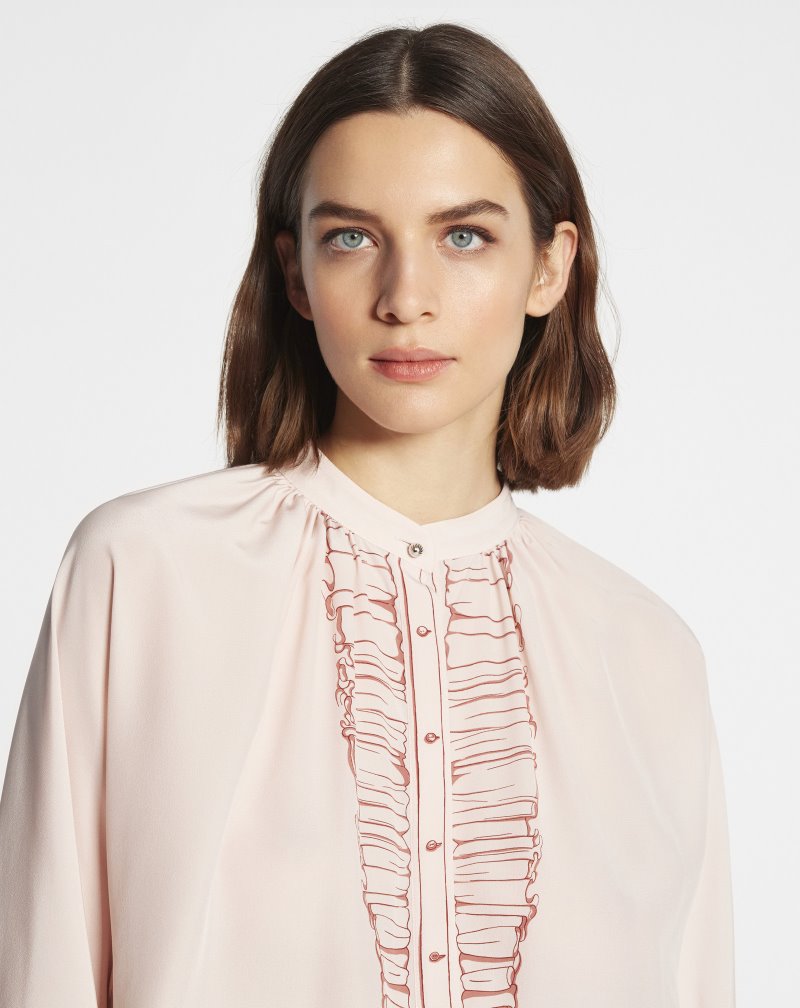 μπλούζα Lanvin Long-sleeve Blouse With Trompe L'Oeil Print γυναικεια ανοιχτο ροζ | GR00592