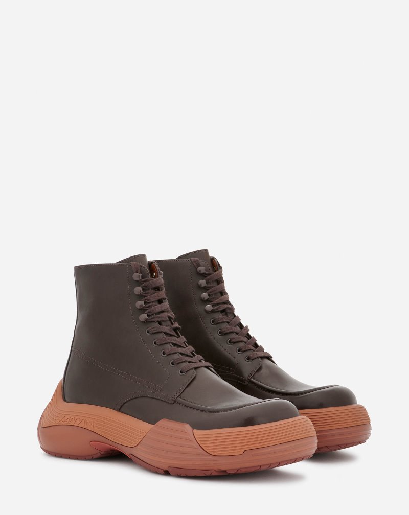 μποτεσ Lanvin Flash-x Bold δερματινα δαντελα-up Boots ανδρικα καφε καφε | GR00031