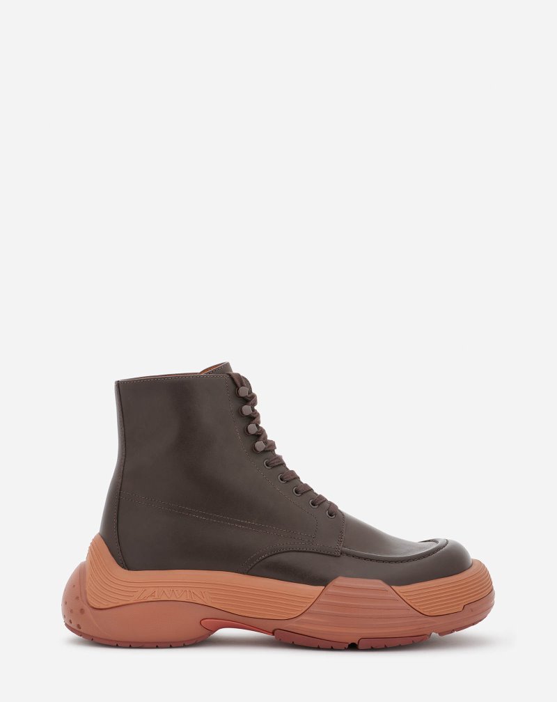 μποτεσ Lanvin Flash-x Bold δερματινα δαντελα-up Boots ανδρικα καφε καφε | GR00031