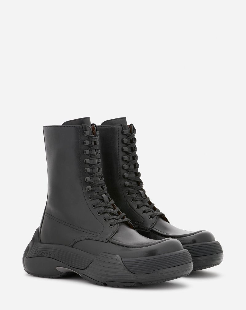 μποτεσ Lanvin Flash-x Bold δερματινα δαντελα-up Boots γυναικεια μαυρα μαυρα | GR17626