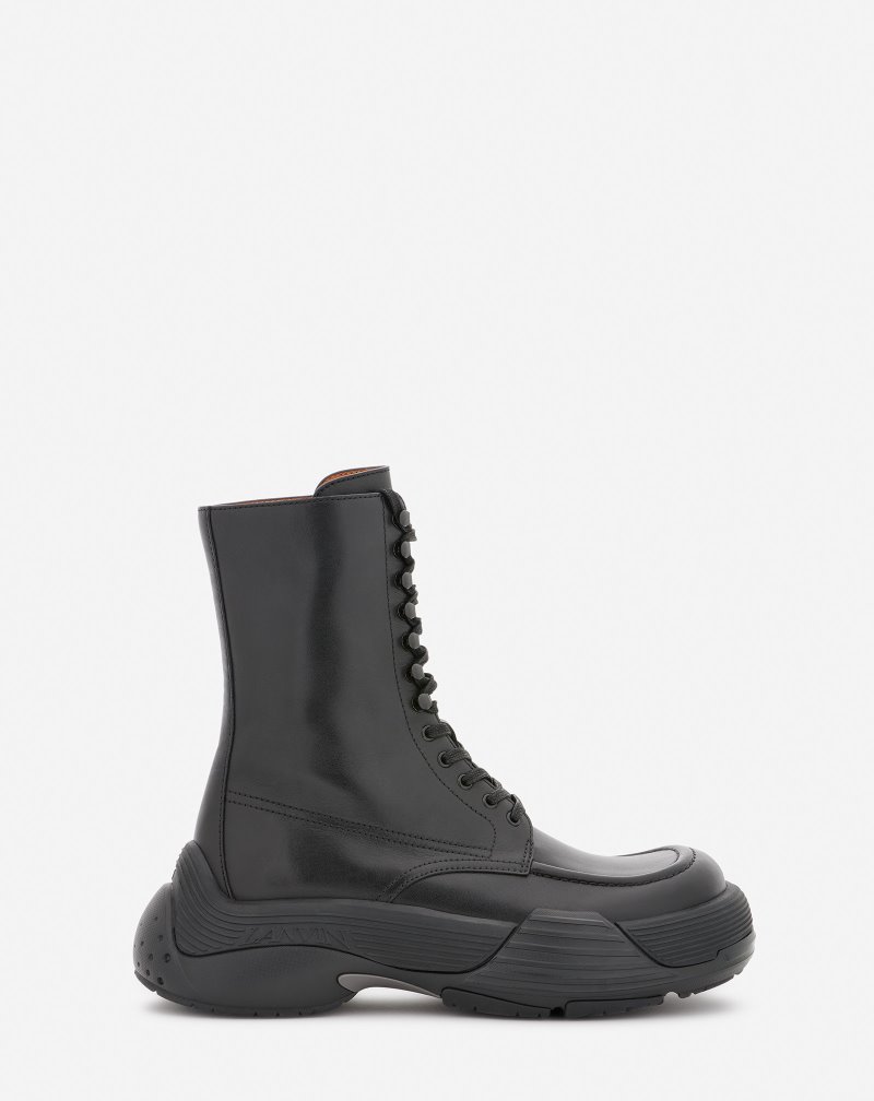 μποτεσ Lanvin Flash-x Bold δερματινα δαντελα-up Boots γυναικεια μαυρα μαυρα | GR17626