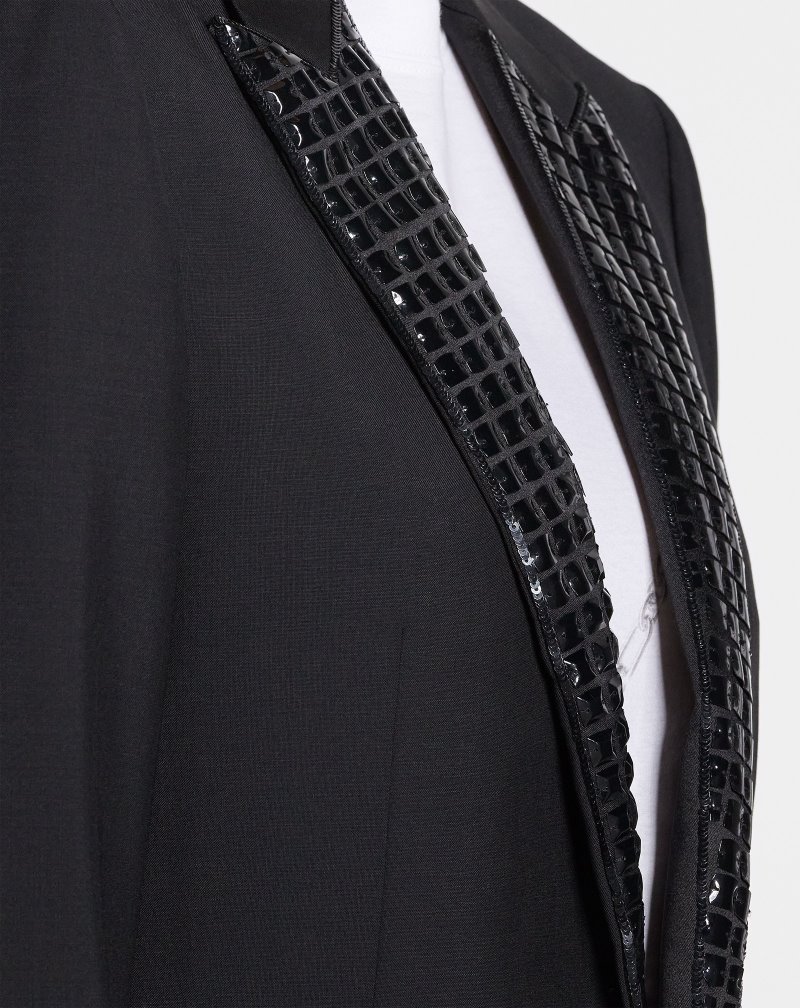 μπουφαν Lanvin Evening Tailored Jacket With Sequin-embroidered Lapels γυναικεια μαυρα | GR67777