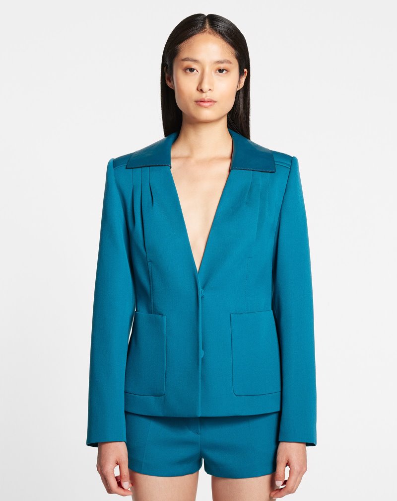 μπουφαν Lanvin Fitted Jacket With Removable Collar γυναικεια μπλε | GR01414