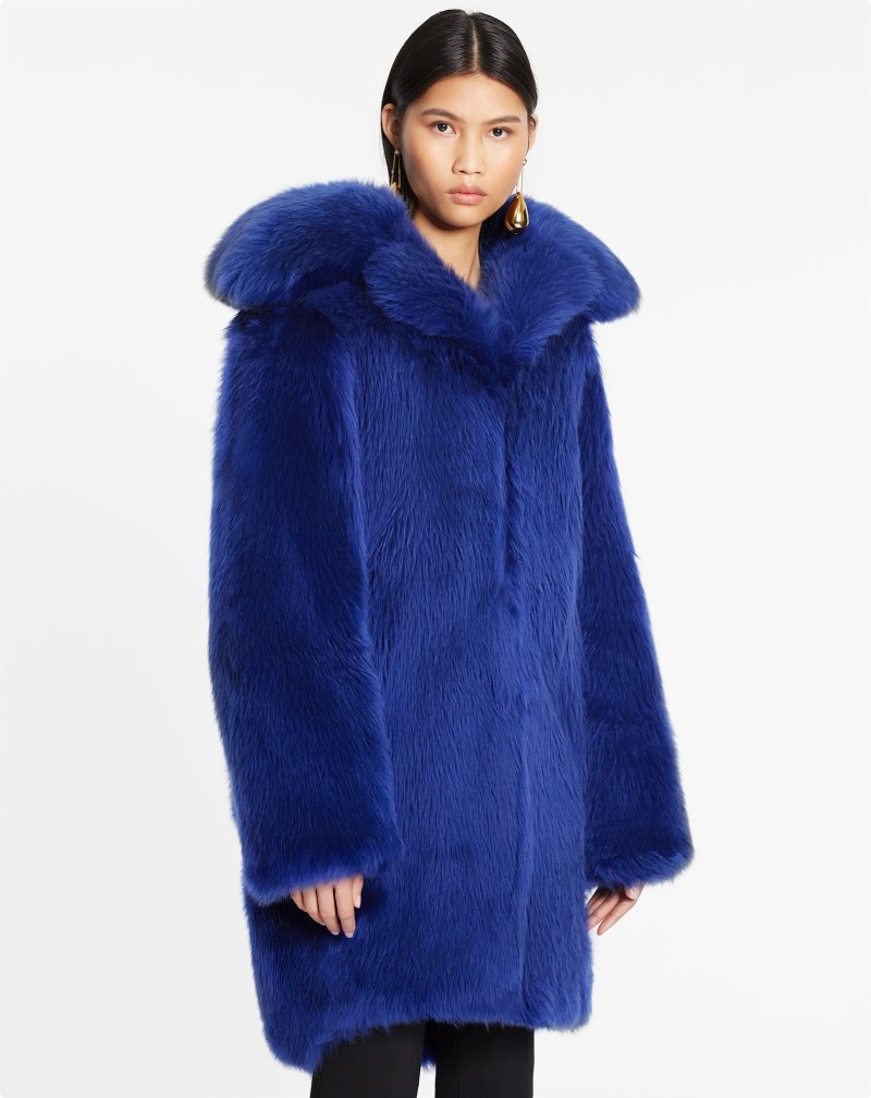 παλτό Lanvin Long Fur Coat γυναικεια μπλε | GR96142