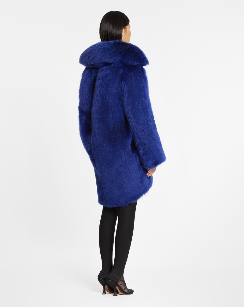 παλτό Lanvin Long Fur Coat γυναικεια μπλε | GR96142