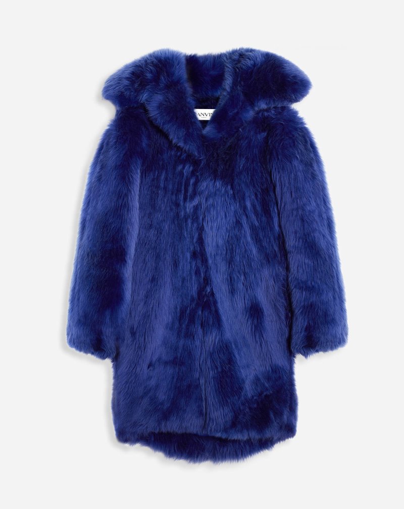 παλτό Lanvin Long Fur Coat γυναικεια μπλε | GR96142