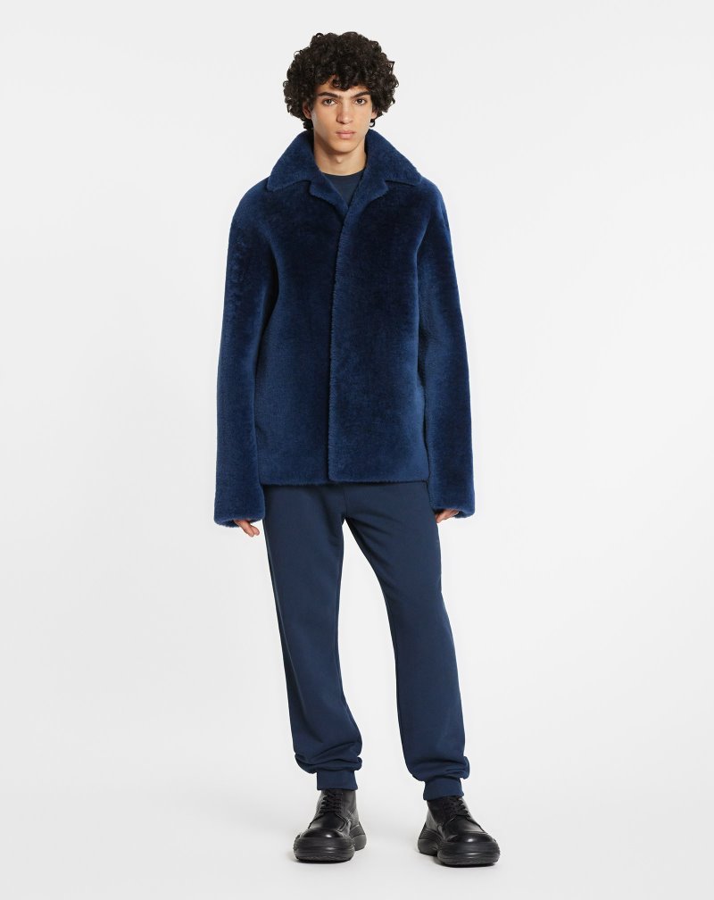 παλτό Lanvin Shearling Peacoat ανδρικα σκούρο μπλε | GR09636