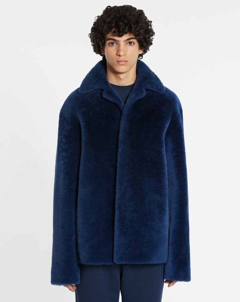 παλτό Lanvin Shearling Peacoat ανδρικα σκούρο μπλε | GR09636