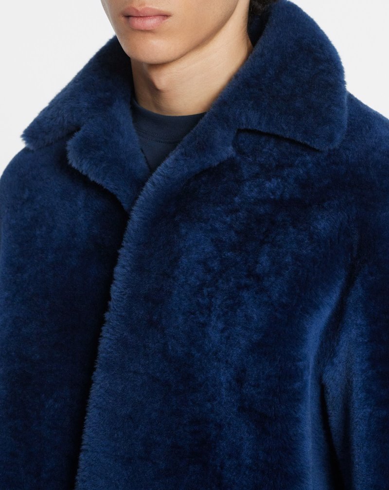 παλτό Lanvin Shearling Peacoat ανδρικα σκούρο μπλε | GR09636