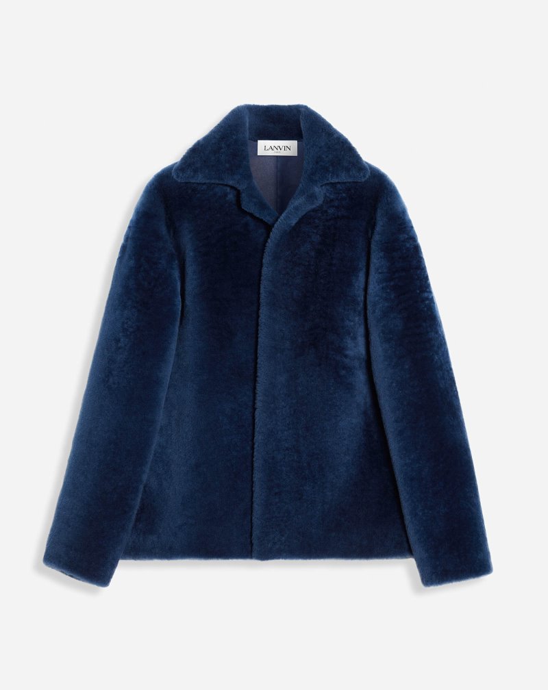 παλτό Lanvin Shearling Peacoat ανδρικα σκούρο μπλε | GR09636