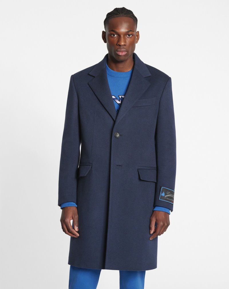 παλτό Lanvin κλασικα Coat With Signature Lanvin Patch ανδρικα μπλε | GR28575