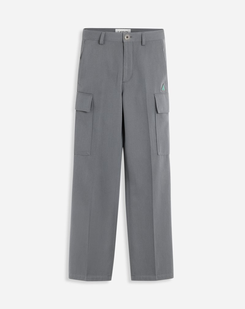 παντελονι Lanvin Cargo Pants With Embroidered Lanvin Triangle Logo ανδρικα γκρι | GR73089