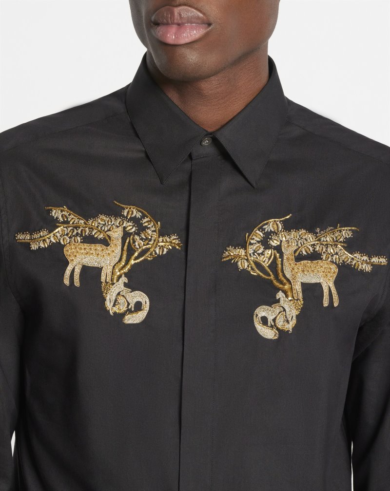 πουκαμισα Lanvin Shirts With Embroidery ανδρικα μαυρα | GR30727