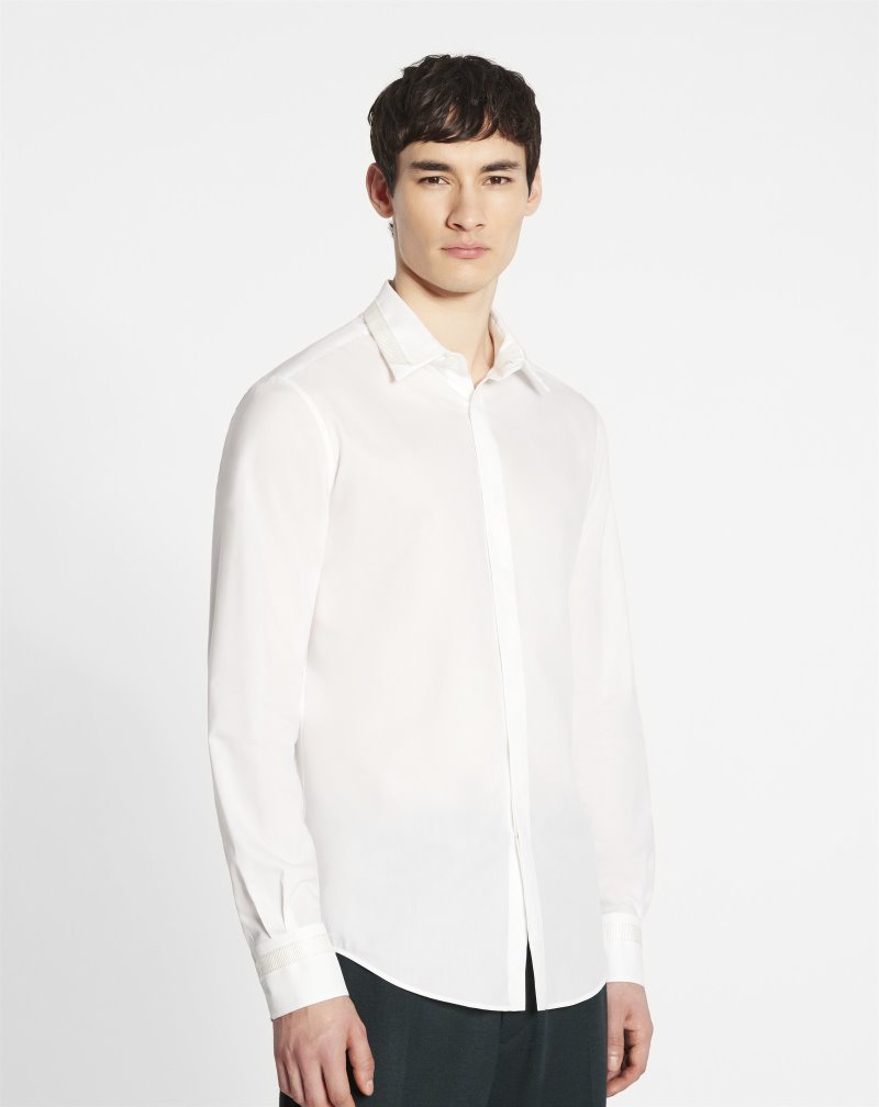 πουκαμισα Lanvin Shirts With Grosgrain Details ανδρικα κρέμα | GR84589