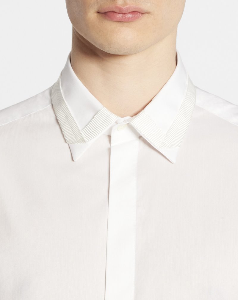 πουκαμισα Lanvin Shirts With Grosgrain Details ανδρικα κρέμα | GR84589