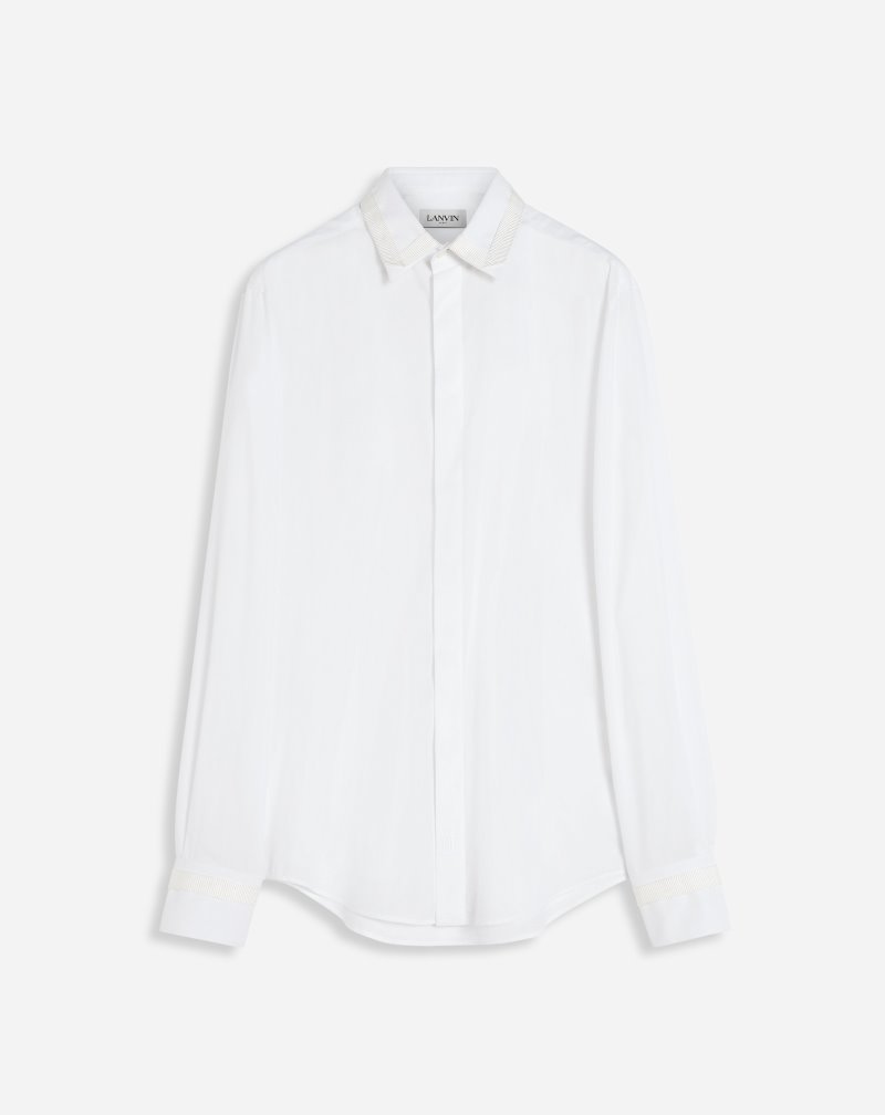 πουκαμισα Lanvin Shirts With Grosgrain Details ανδρικα κρέμα | GR84589