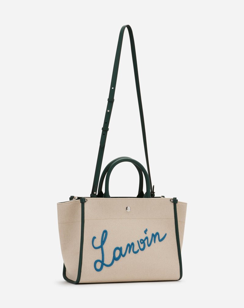 τσάντεσ tote Lanvin Embroidered καμβα In&Out Bag Sm ανδρικα πρασινο μπλε | GR28078