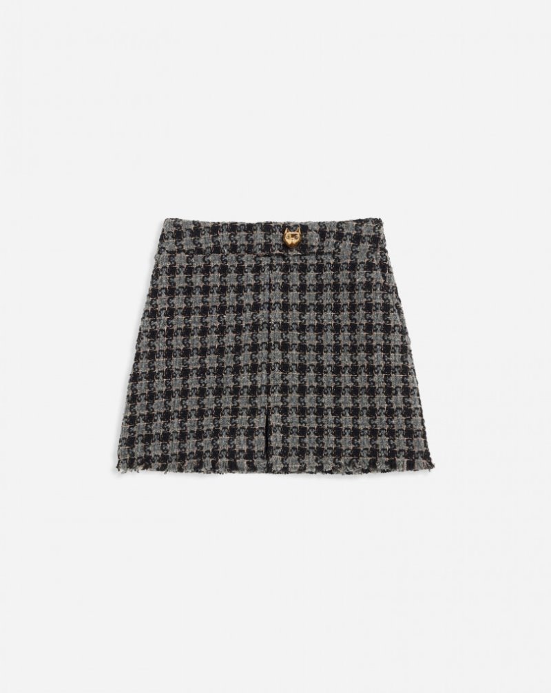 φουστεσ Lanvin Tweed Mini Skirt γυναικεια μαυρα γκρι | GR50361