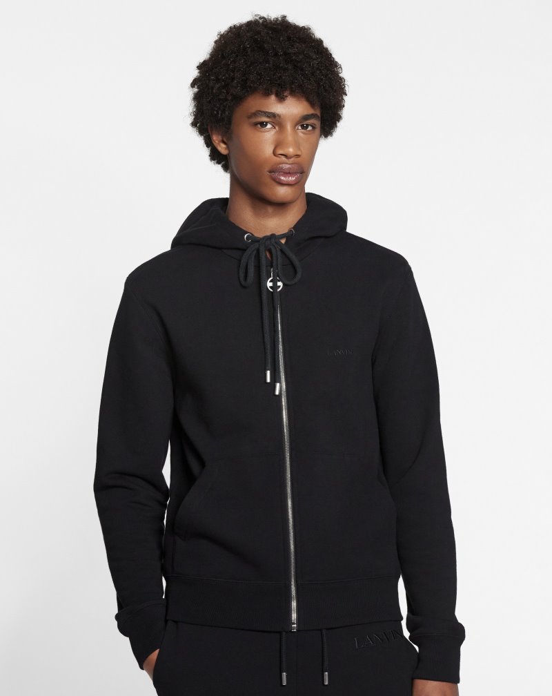 φουτερ με κουκουλα Lanvin Zip Hoodie ανδρικα μαυρα | GR75071